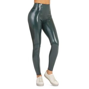 Spanx Deep Green Faux Leather Leggings Medium
